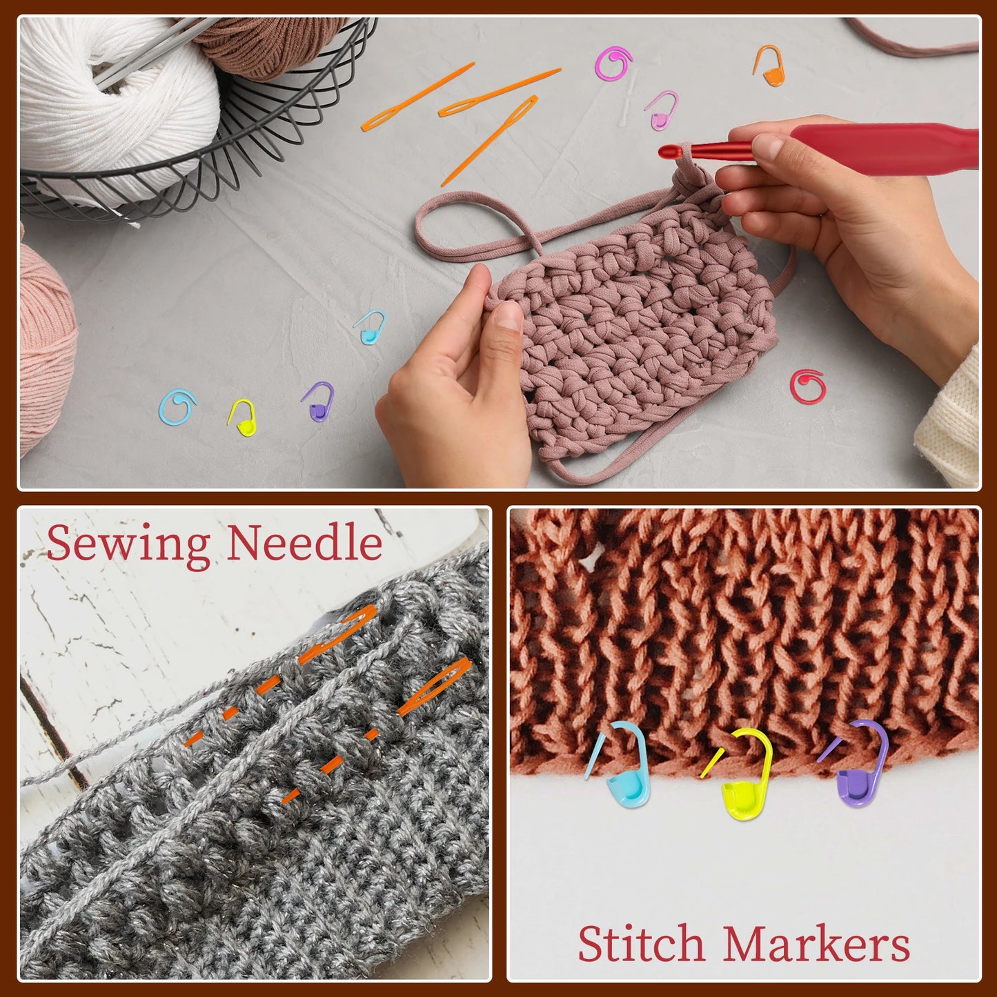 Crochet Hook Needle Silicone Handle Aluminum Crochet Needle Set