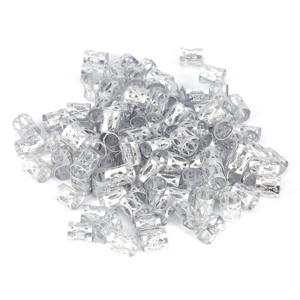 100pcs Hollow Out Hair Ring,Dreadlocks Beads Hair BraidRings Clips