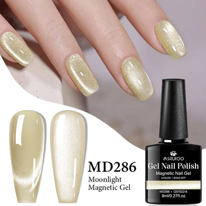 MSRUIOO 8ml Moonlight Cat Magnetic Nail Gel Polish Glitter Pink Silver