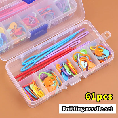 61pcs Multicolor Plastic Resin Small Clips Knitting Crochet Markers