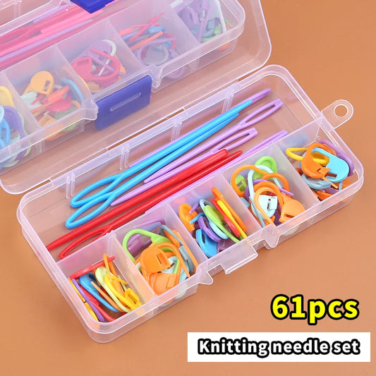 61pcs Multicolor Plastic Resin Small Clips Knitting Crochet Markers