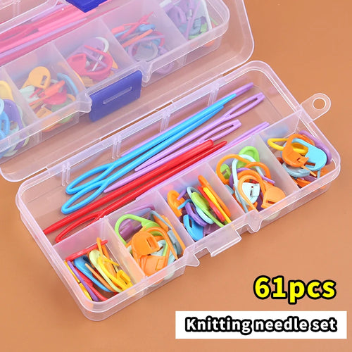 61pcs Multicolor Plastic Resin Small Clips Knitting Crochet Markers