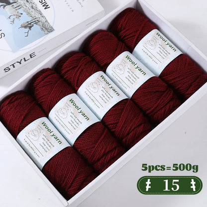 500g Gradient Dyed Rainbow Alpaca Wool Yarn, Thick Yarn for Hand