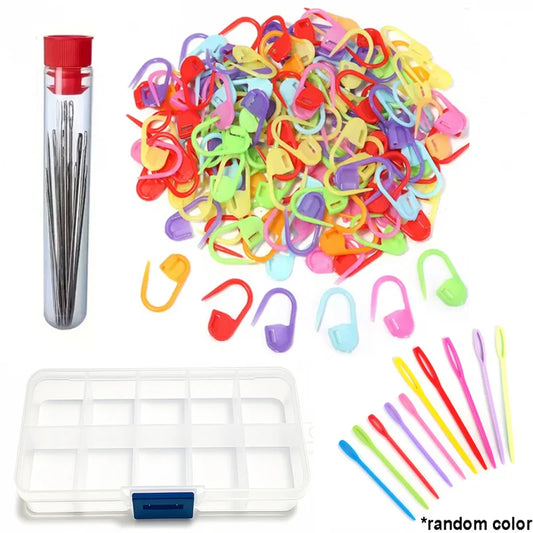 Sewing Knitting Kits Large Eye Blunt Yarn Needles & Plastic Weaving