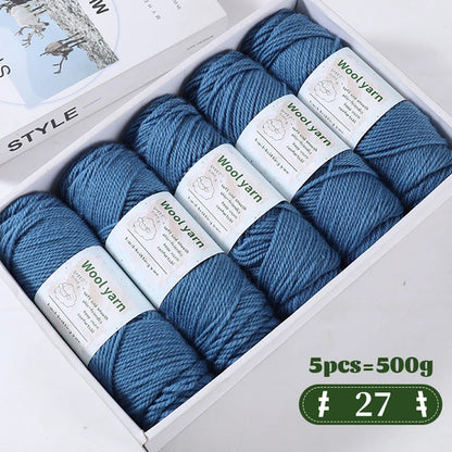 500g Gradient Dyed Rainbow Alpaca Wool Yarn, Thick Yarn for Hand