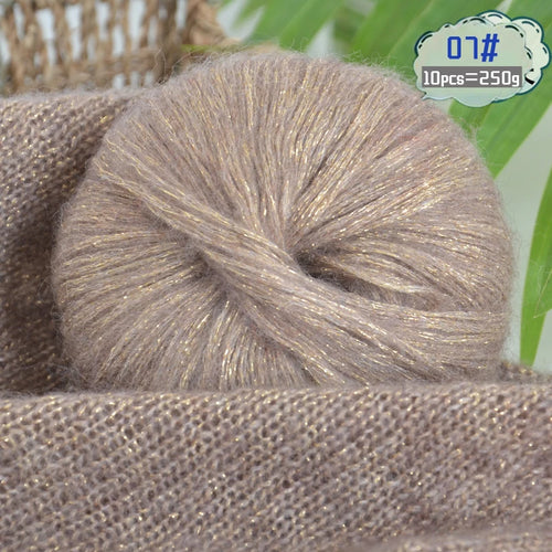 250g Large Bag of Colorful Glittery Wool Mohair Yarn, DIY Materials