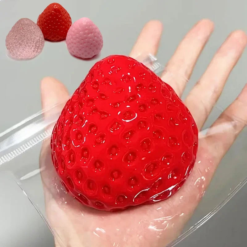 Big Strawberry Squeeze Taba Squishy Toy Kawaii Red Pink Squishies