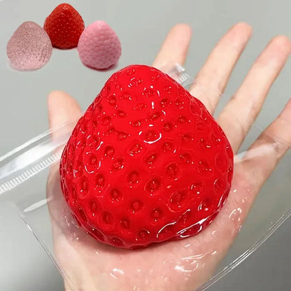 Big Strawberry Squeeze Taba Squishy Toy Kawaii Red Pink Squishies