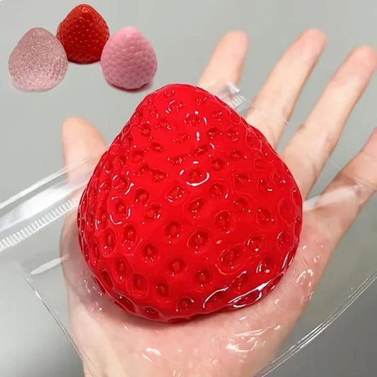 Big Strawberry Squeeze Taba Squishy Toy Kawaii Red Pink Squishies