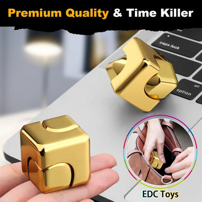 Alloy Cube Spinner Fingertip Gyroscope Fidget Anti Stress Toys Adult