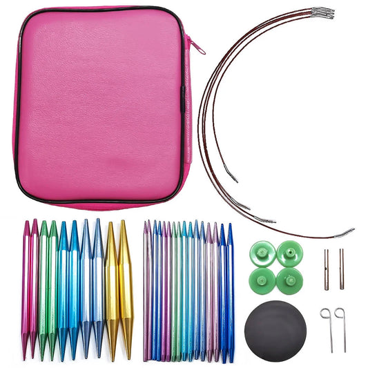 Aluminum Circular Knitting Needles Set Interchangeable Crochet Hooks
