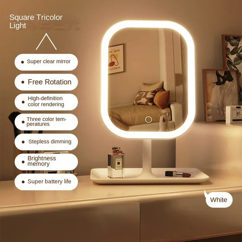 LED Desktop Vanity Mirror 3 Color Dimmable Light Makeup Mirror Light