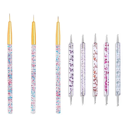 5/20Pcs Nail Art Brush Design Tip Painting Drawing Carving Dotting Pen