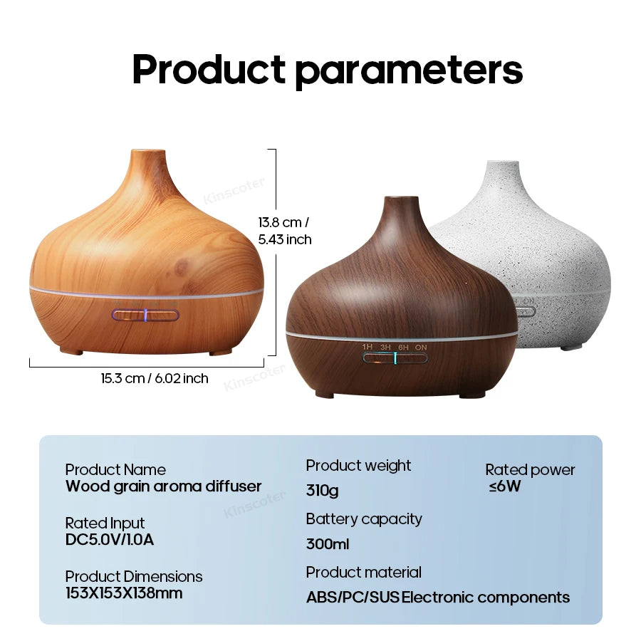 Wood Grain Aromatherapy Diffuser USB Humidifier Desktop Air Purifier