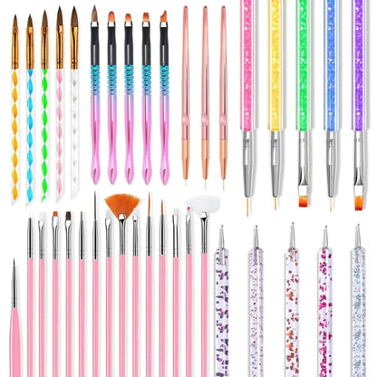 5/20Pcs Nail Art Brush Design Tip Painting Drawing Carving Dotting Pen
