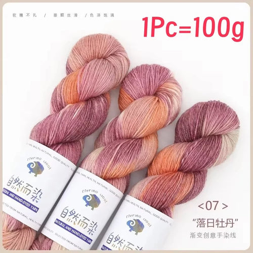 1Pc 100g/roll Merino Wool Yarn Handmade Dyed Wool Yarn Soft Sweater