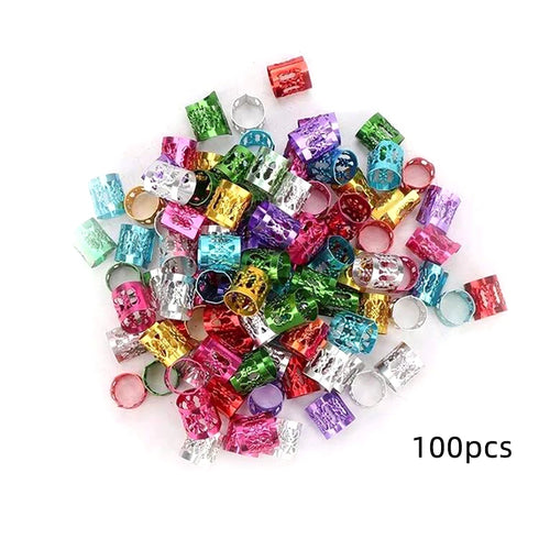 100pcs Hollow Out Hair Ring,Dreadlocks Beads Hair BraidRings Clips