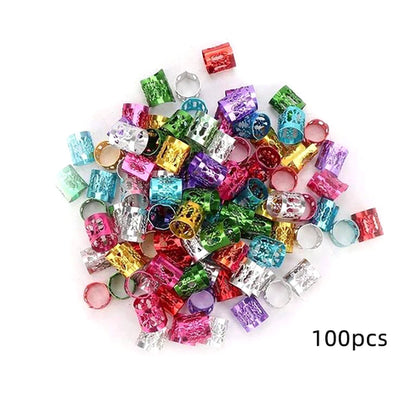 100pcs Hollow Out Hair Ring,Dreadlocks Beads Hair BraidRings Clips