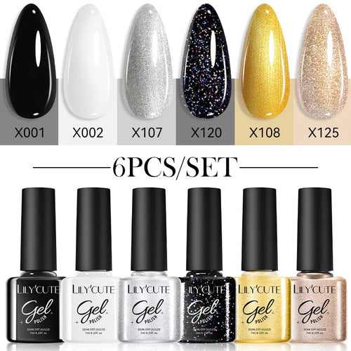LILYCUTE 6Pcs/set 7ml Coffee Series Gel Nail Polish Kit 125 Colors