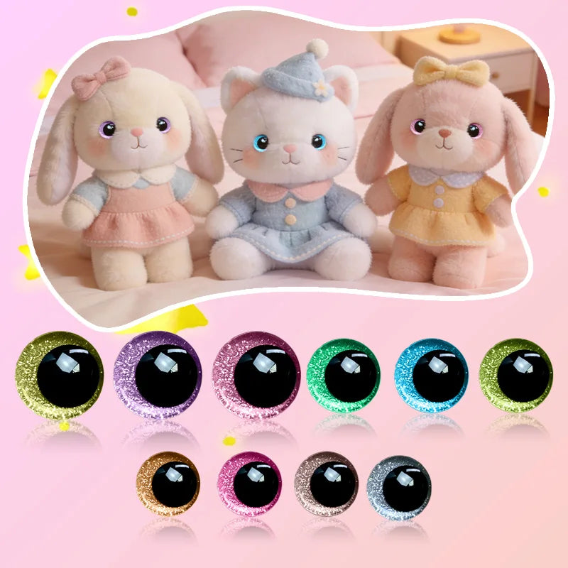 20 pieces of 3D sequined safety eyes, with rubber rings, suitable for