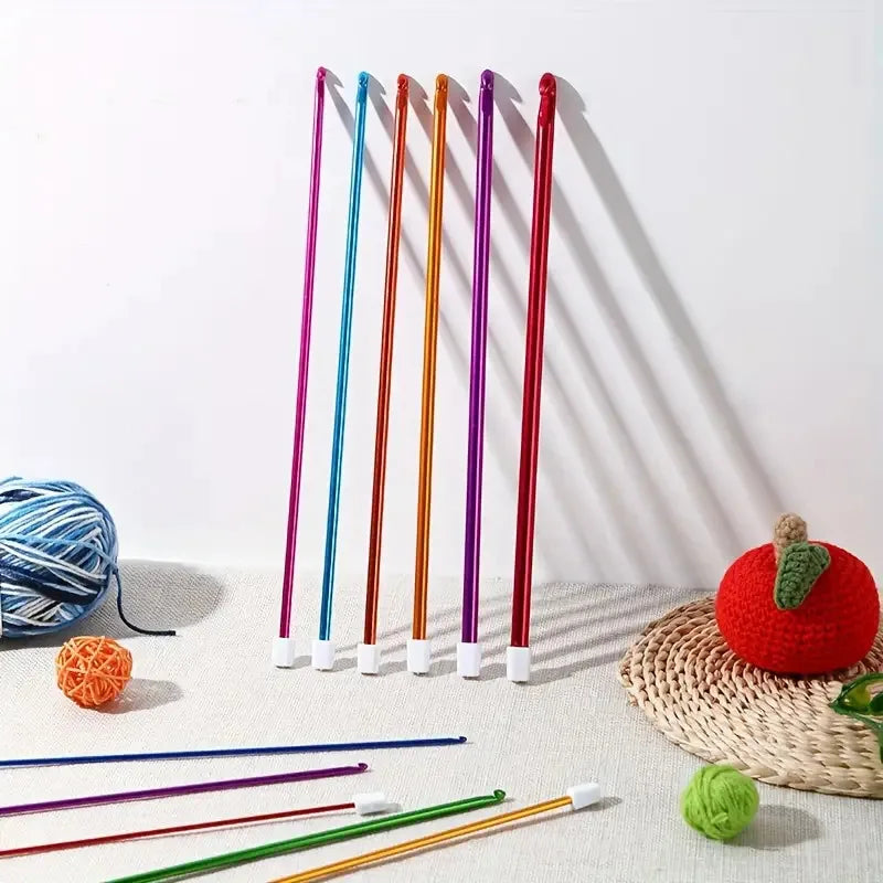 11 Size Tunisian Afghan Crochet Hooks Knit Needles Multicolor Aluminum