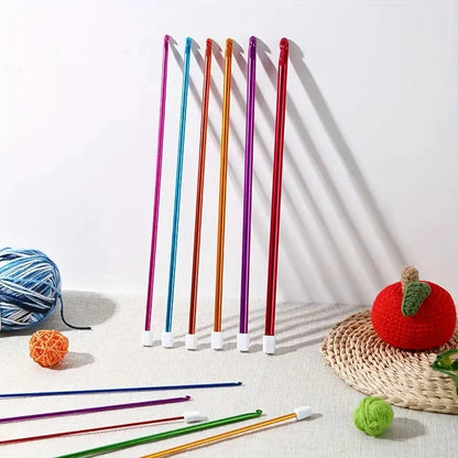 11 Size Tunisian Afghan Crochet Hooks Knit Needles Multicolor Aluminum