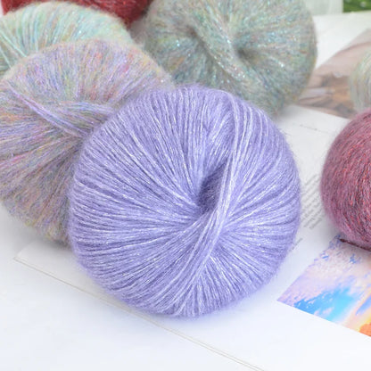 250g Large Bag of Colorful Glittery Wool Mohair Yarn, DIY Materials