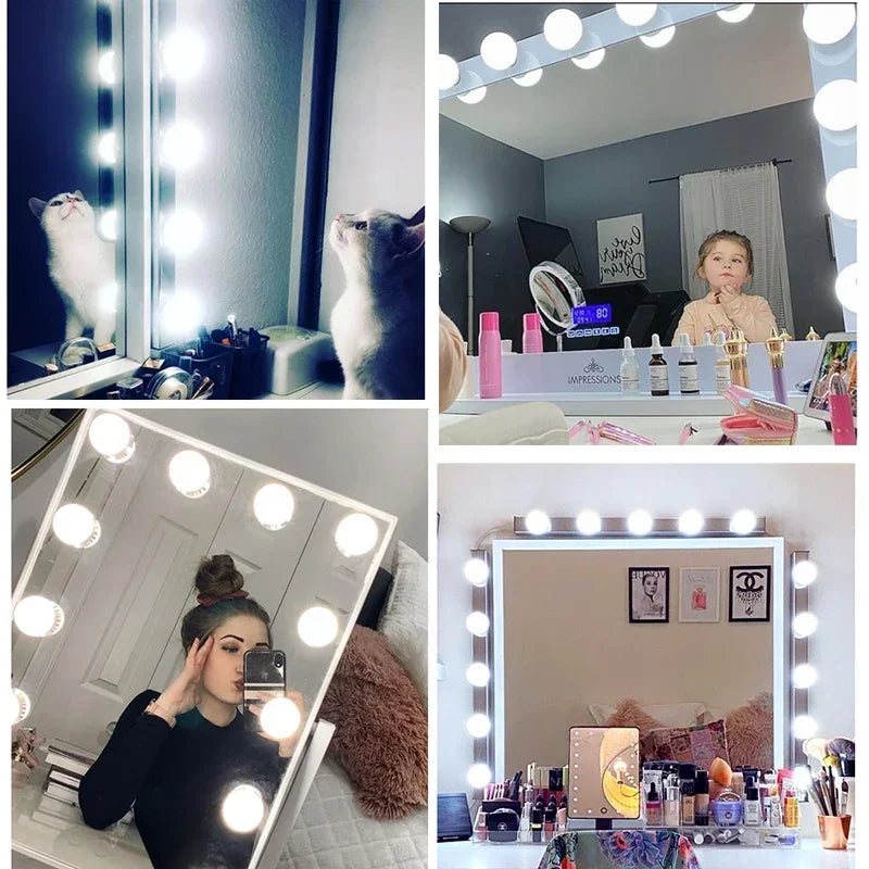 LED Detachable Bulbs Professional Makeup Mirror Lamp USB Power