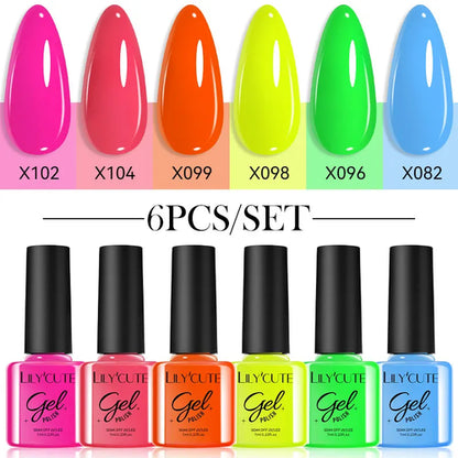 LILYCUTE 6Pcs/set 7ml Coffee Series Gel Nail Polish Kit 125 Colors