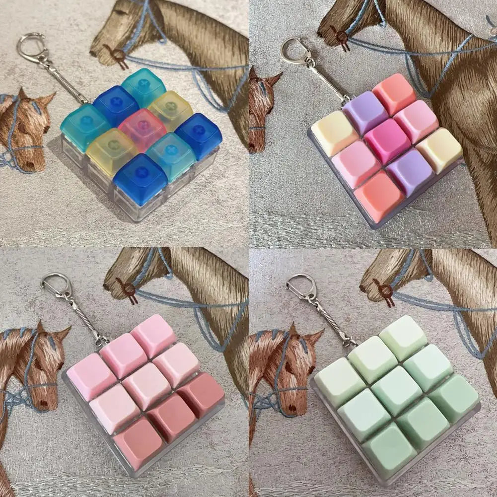 New Fidget Keychain DIY Keyboard Fidget Keychain Keys Button Relief