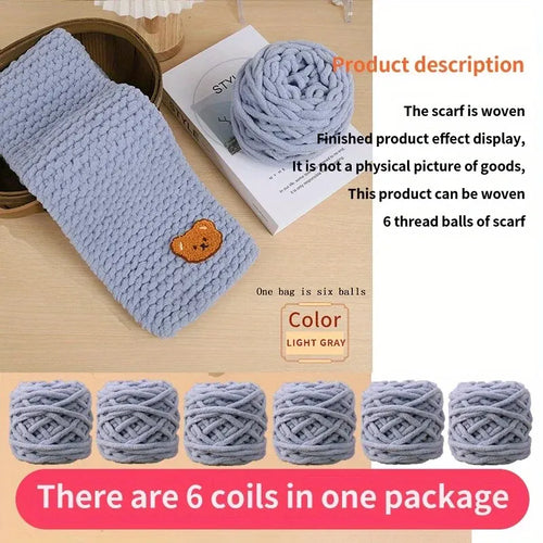 6 Thread Balls+1 Teddy Bear Jewelry Handmade Gift Woven Scarf Thread
