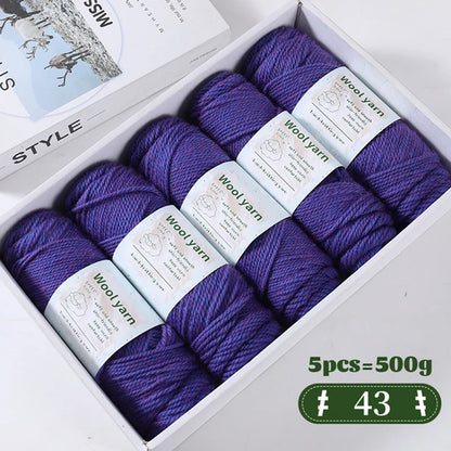 500g Gradient Dyed Rainbow Alpaca Wool Yarn, Thick Yarn for Hand