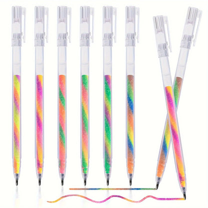 6pcs Glitter Gel Highlighter Pens Set - 1.2mm Vibrant Colors, Smooth