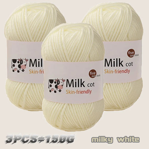 150g milk yarn handmade medium coarse DIY weaving yarn ball for
