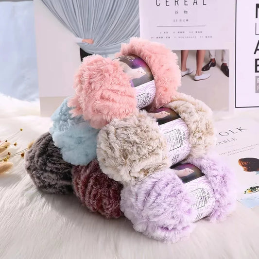 Skeins Faux Fur Yarn Soft Fluffy for Crocheting Fur Mink Hat Hand