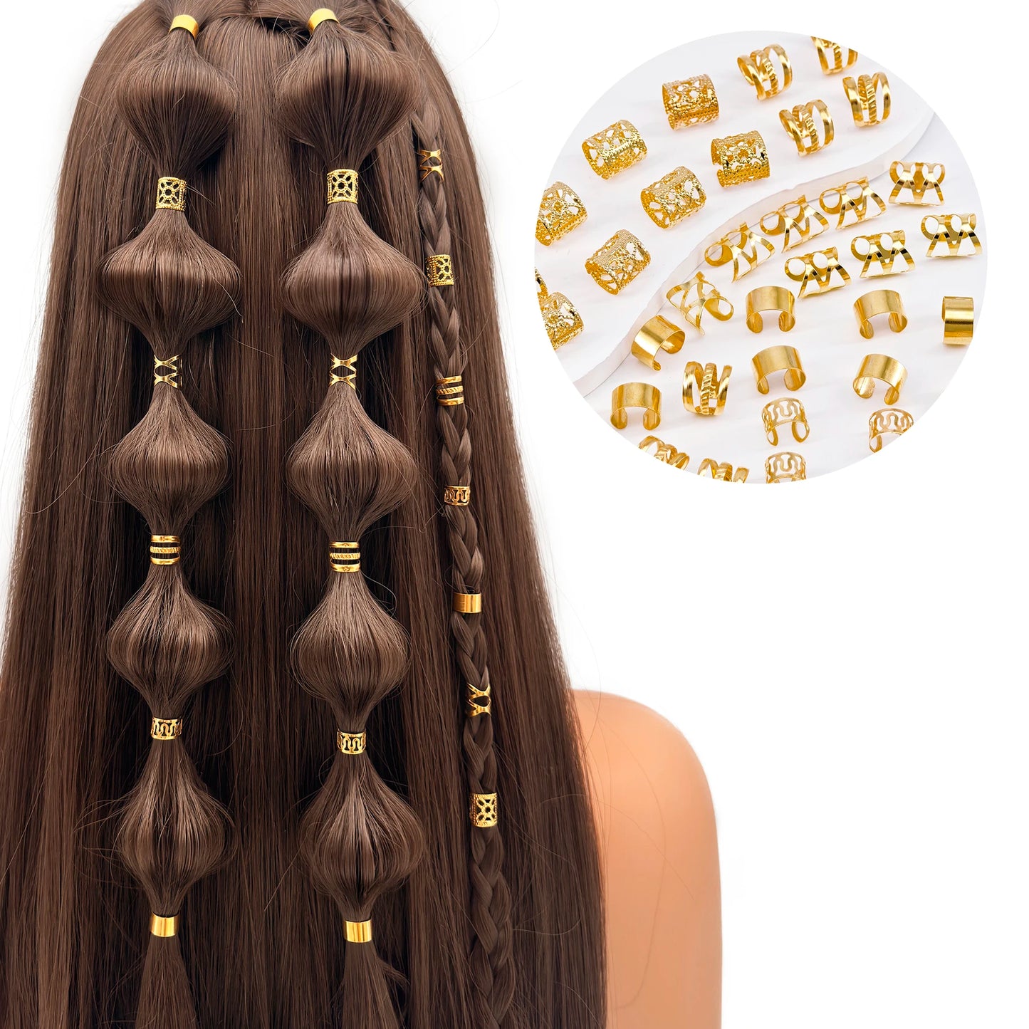 40PCS/Set Elegant Hollow Out Hair Rings With Different Patterns For