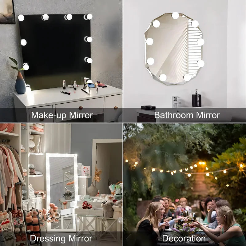 LED Detachable Bulbs Professional Makeup Mirror Lamp USB Power