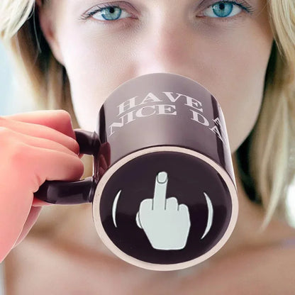 Ceramic Coffee Mug with Vertical Middle Finger Creative Relaxed