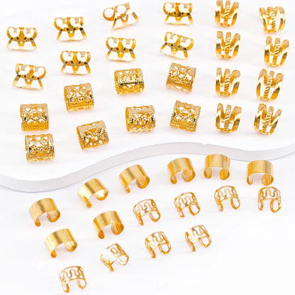 40PCS/Set Elegant Hollow Out Hair Rings With Different Patterns For