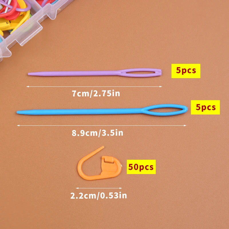 61pcs Multicolor Plastic Resin Small Clips Knitting Crochet Markers