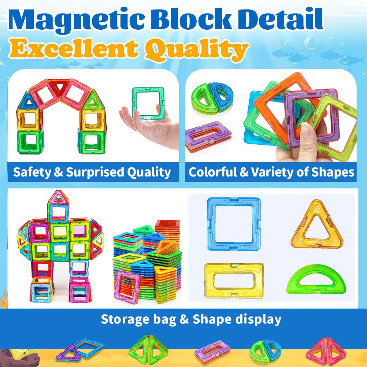 Magnetic Building Blocks DIY Magnets Toys medium size STEM Toys