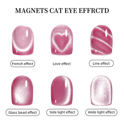 1Pcs 3-In-1 Heart Shape Cat Eye Nail Art Magnet Double Line Moon Snake