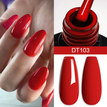 MEET ACROSS 7ml Red Gel Nail Polish Crystal Semi Permanent Soak Off UV