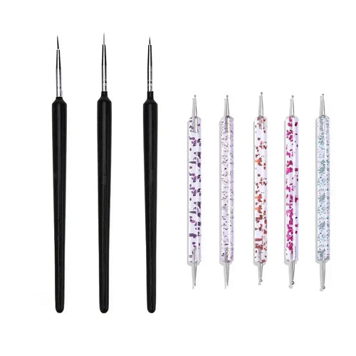 5/20Pcs Nail Art Brush Design Tip Painting Drawing Carving Dotting Pen