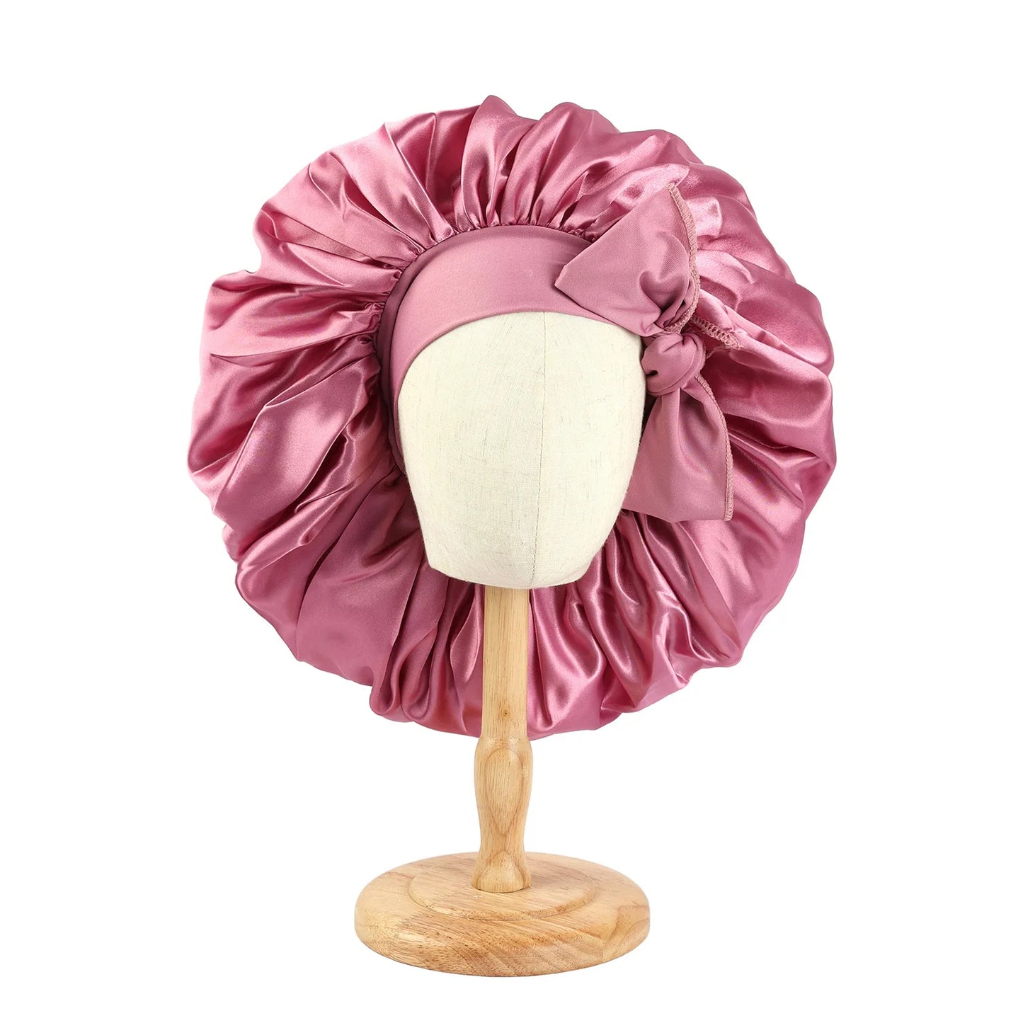 New Women Large Satin Bonnet Silky Night Sleeping Cap with Stretchy