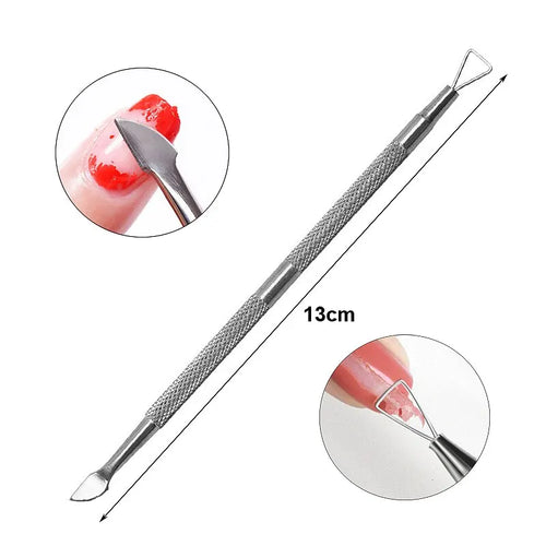 Double-ended Stainless Steel Cuticle Pusher Dead Skin Push Remover For