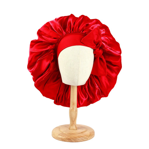 New Women Large Satin Bonnet Silky Night Sleeping Cap with Stretchy