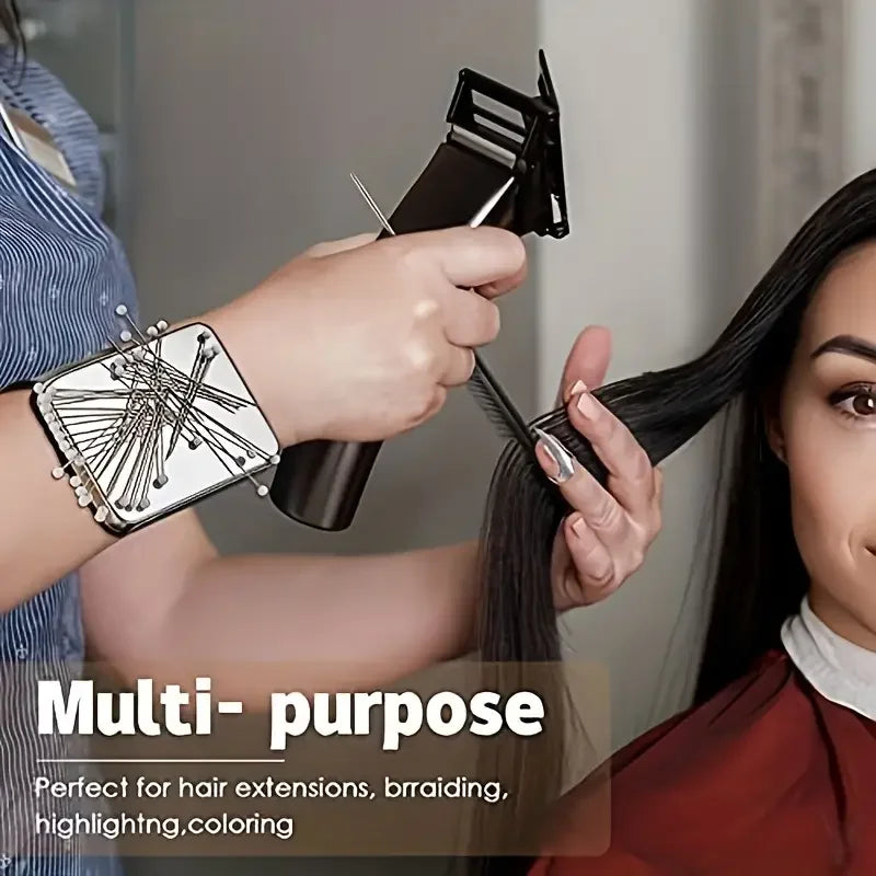 10pcs Hair Parting Ring Set with 3 Steel Rat Tail Braiding Combs,