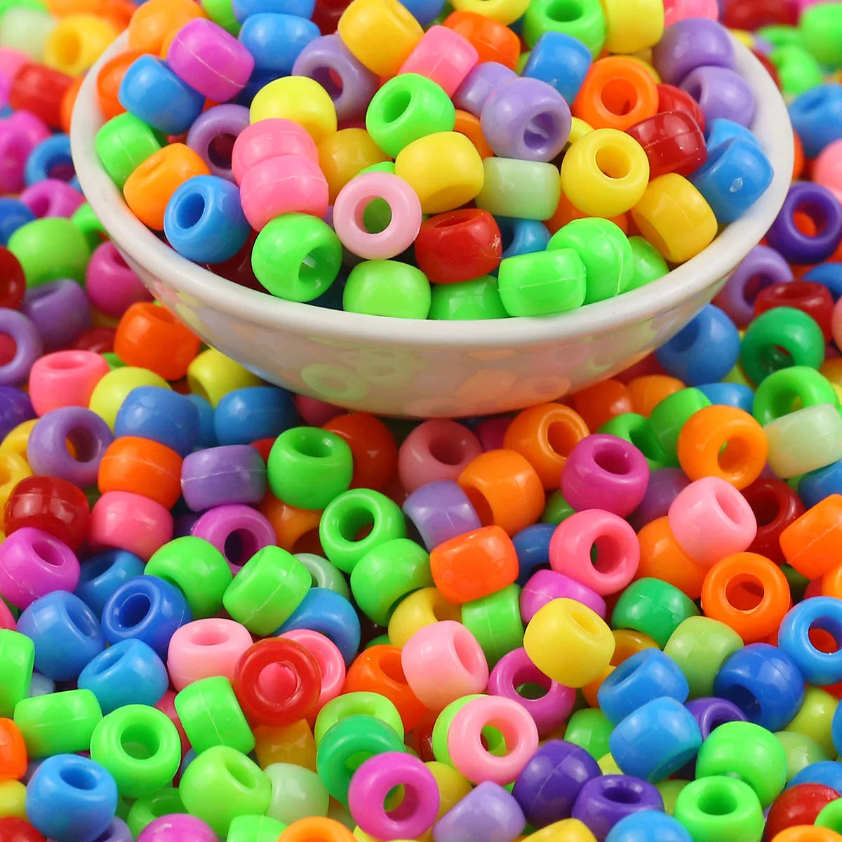 100/200/400pcs 6x9mm Solid Color Large Hole Pony Beads DIY Jewelry