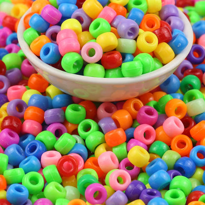100/200/400pcs 6x9mm Solid Color Large Hole Pony Beads DIY Jewelry